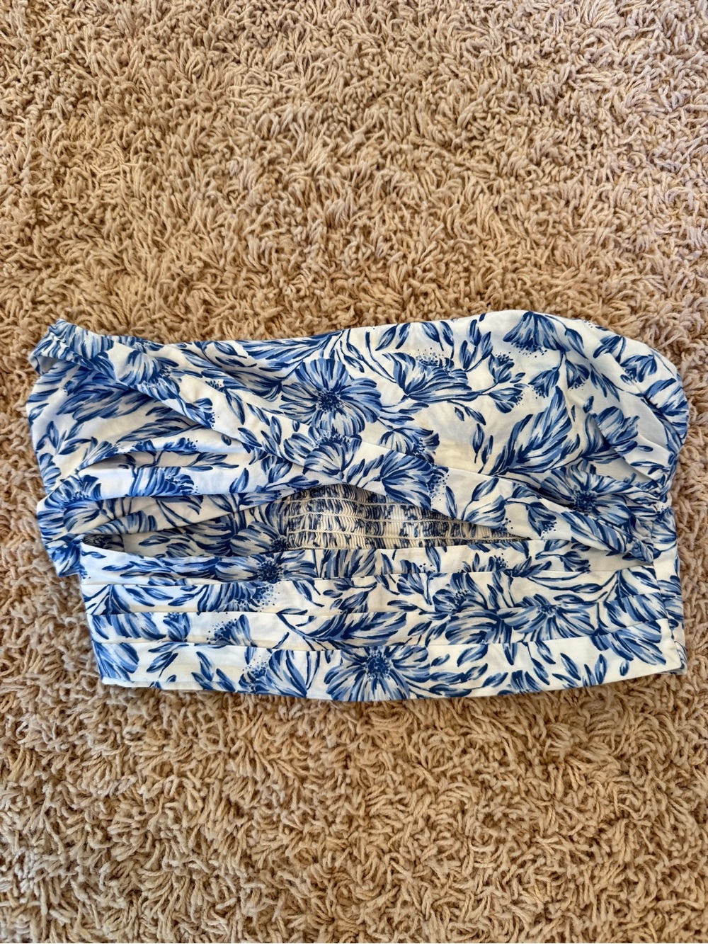 Olivaceous Blue & White Floral Bandeau Top